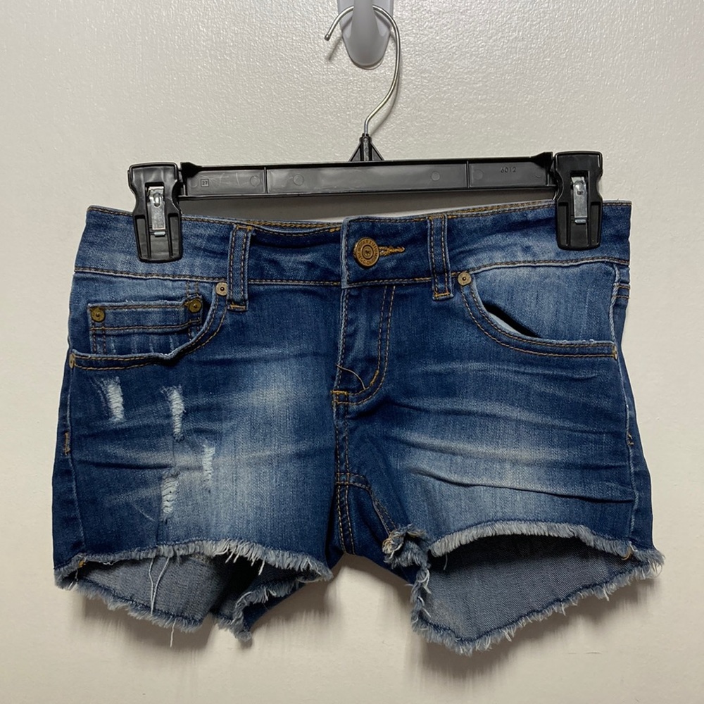 Indigo Rein Premium Jean Distressed Stretch Shorts Sz 0